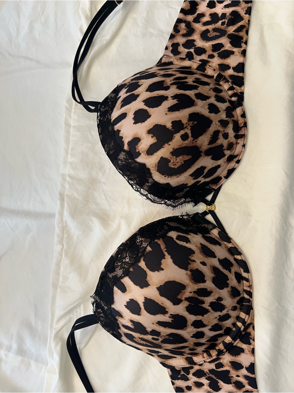 Victoria's Secret Leopard Lace Push-Up Bra - Black & Brown